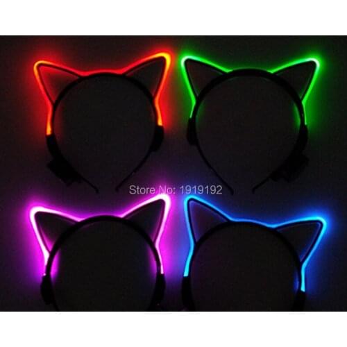 Funny Glow Party Supplies LED Light up Headwear Flashing Headband Birthday Party Accessories Cute Cat Ear Headband