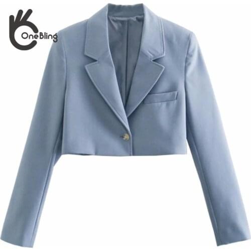 OneBling 2021 ZA Women 2 Pieces Solid Blazer Jacket Set Offie Long Sleeves Office Lady Party Suits Female Skirts Outwear