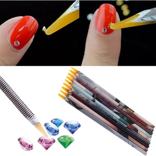 1 Pcs Nail Easily Picking Up Rhinestone Picker Manicure Dotting Tools wax pen pick diamond stick tool