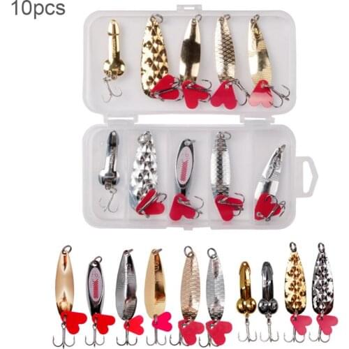 10pcs/lot Metal Fishing Sequin Lures Pineapple Shape Gold and Silver Spoons Baits for Bass Culter Opsariichthys Bidens