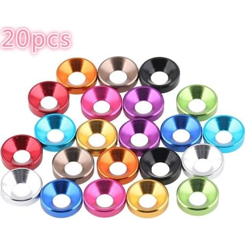 20pcs Aluminum Colourful Anodized Countersunk Head Bolt Washers Gasket Red/Grey/Gold/deep Blue/Black/pink/purple M2 M3 M4 M5 M6