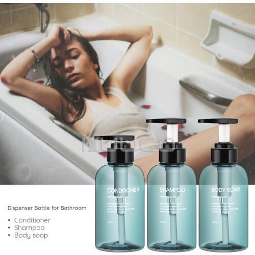 3pcs 300ml/500ml Soap Dispenser Bottle Plastic Pump Bottles for Liquid Body Soap Shampoo Conditioner Shower Gel