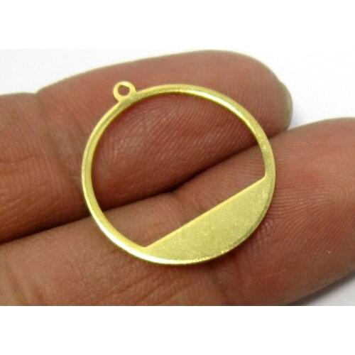 30pcs Brass pendant 20.5mm Raw brass circle round earrings findings charm with loop R424