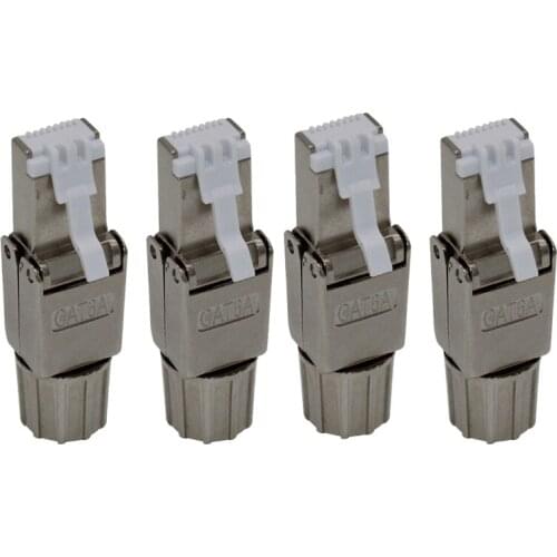 4 Pack RJ45 Cat6A Connectors Tool Reusable Shielded Ethernet Termination Plugs for 22AWG to 24AWG Cable