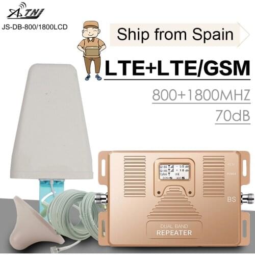4G LTE 800 Band 20 LTE 1800 Band 3 Dual Band Mobile Phone Signal Booster GSM LTE 1800 Cell Phone Cellular Signal Repeater Set