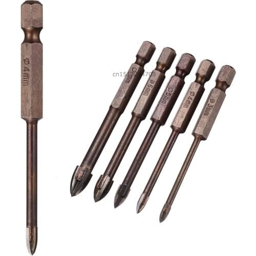 5pcs Efficient Universal Drilling Tool Multifunctional CrossTriangle Drill Bits Ceramic Tile Glass Marble Concrete Hole Opener