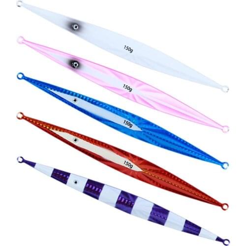 5PCS Sea Boat Fishing Zebra Luminous Metal Jigging Lure Trolling Bait Bass Trout Slow Jig 100/150/200/250/300g