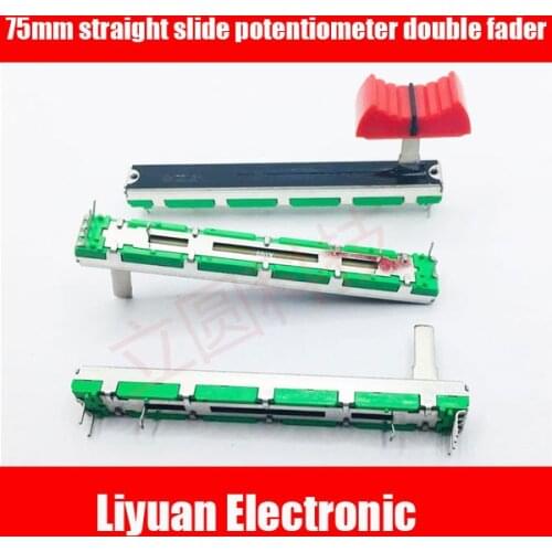 75mm straight sliding potentiometer double fader A10K B10K D10K A20K A50K A103 B103 A203 A503 15mm handle lengthfader