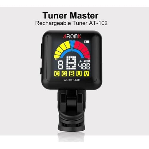 AROMA Rechargeable tuner AT-102 digital for guitar bass ukulele violin Colourful display musical instruments accessories