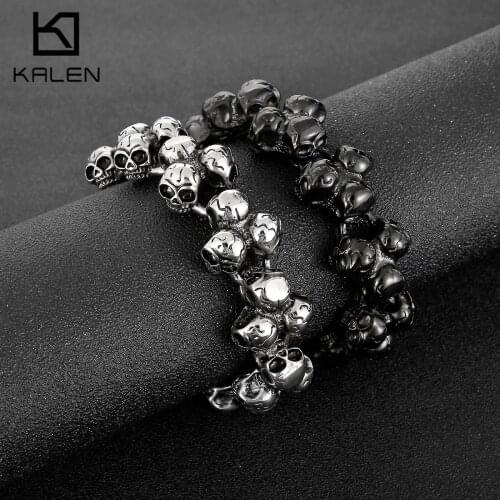 24mm Ghost Charm Bracelet Men Stainless Steel Punk Gothic Jewelry