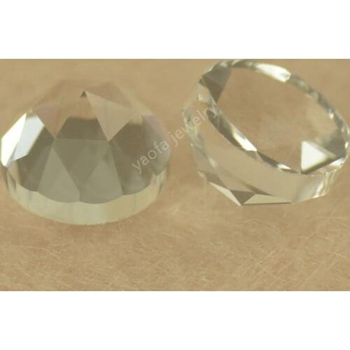 Sale 4mm 5A White Color Rose Cut Round Shape Flat Bottom Synthetic Glass Gems Loose Stone Glass Beads For DIY Jewelry Decorate