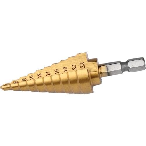 Hot Sale Step Drill Bit Hex Titanium Coated Step Cone Drill Bit Hole Metal Wood Cutter 4-22mm HSS Tool Drill Bench Drills Tools