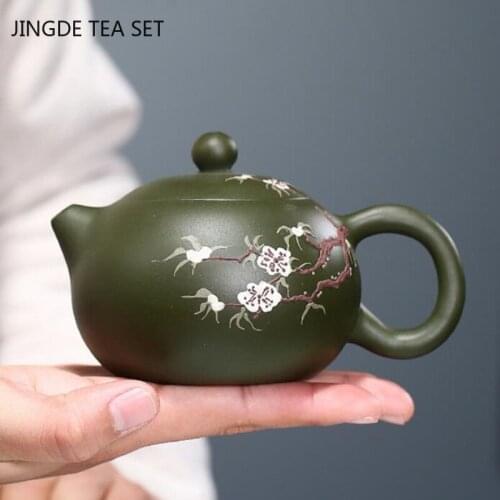 Yixing Handmade Purple Clay Tea Pot Flower Pattern Xishi Teapot Filter Beauty Kettle Home Tea Set Tie Guanyin Gifts 220ml