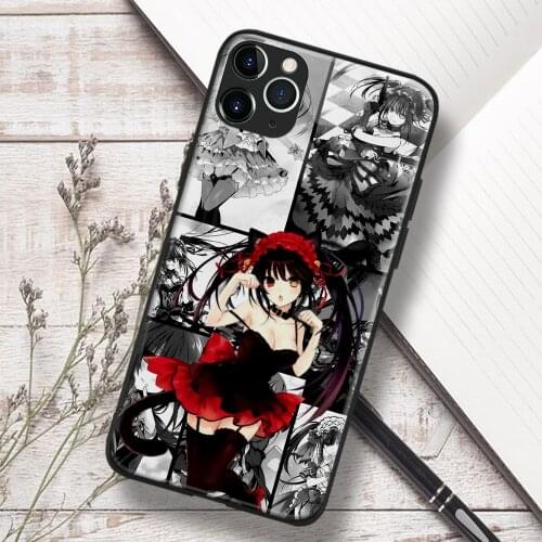 Kurumi Tokisaki Date A Live anime Soft TPU Glass Phone Case for IPhone SE 6s 7 8 Plus X Xr Xs 11 12 Mini Pro Max Samsung