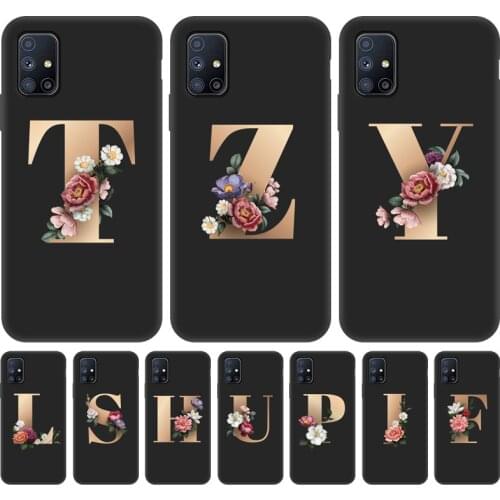Phone Case For Samsung S21 Ultra Case Initial Letter Back Fundas For Samsung S21 Cover Note 8 9 10 20 Ultra S 21 Plus Shell Soft