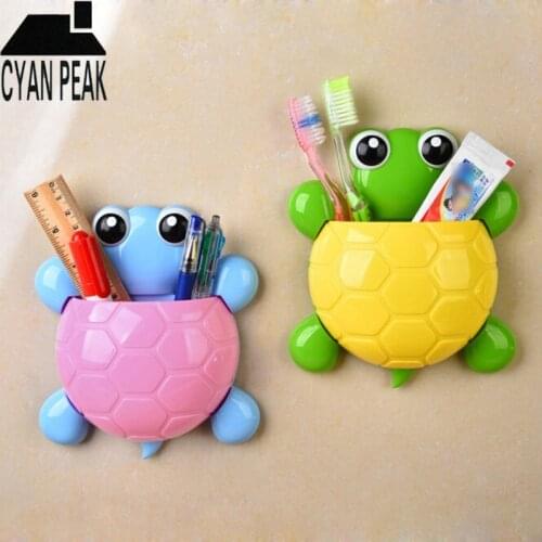 Cartoon Turtle Toothbrush Holder Wall Suction Hook Toothpaste Holder Bathroom Accessories Toothbrush Toothpaste Storage Rack