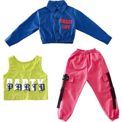 Kids Hip Hop Costumes for Girls Children Fashion Jazz Ballroom Dance Clothing Performance Dancewear Stage Dancing Wear Outfits