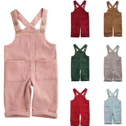 2020 New Summer Toddler Overalls Infant Baby Boy Girl Corduroy Sleeveless Romper Jumpsuit Playsuit Outfits Clothes