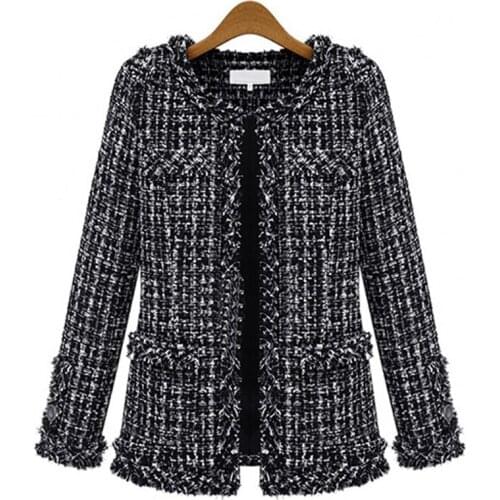 European Ladies Coats Winter 2020 Retro Women Elegant Plus Size Woolen Wool Coat Woman Jacket Plaid Coat Female Overcoat Ll013