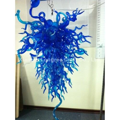 C21-Led Light Bar Style Hand Blown Blue Glass Chandeliers