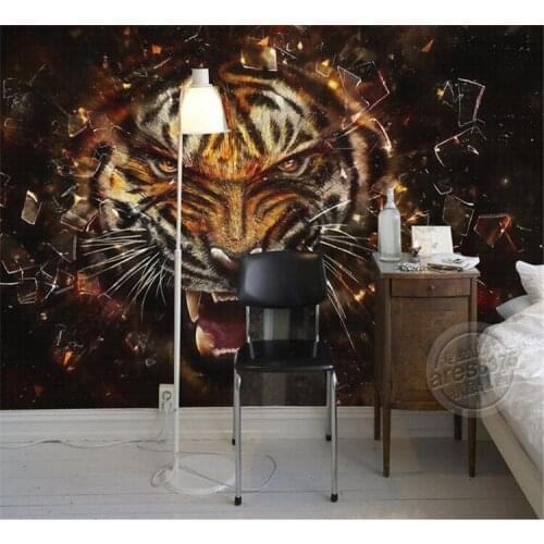 Animal Tiger Lion Personality Custom 3d Seamless Mural Wallpaper Bedroom Living Room Sofa TV Background Wall Paper