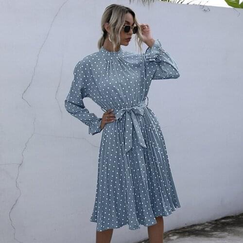 Summer Dress Womens Clothing Polka Dot Print Dresses Long Sleeve Spring Slim Bandage Dress For Women Vestidos Femme Robes