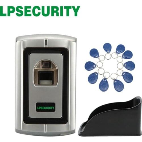 LPSECURITY Metal Biometric Fingerprint Door Access Controller + Rain Cover+10 pieces Blue tags