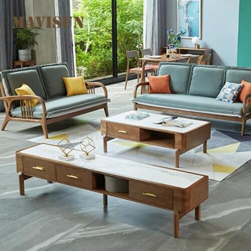 Small And Simple Solid Wood Coffee Table For Home Or Office Luxury Living Room Furniture TV Cabinet And Tea Table Combination