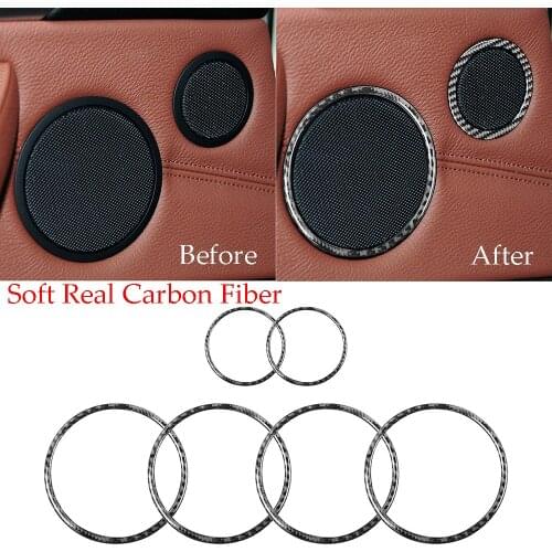 Soft Real Carbon Fiber Inner Door Speaker Ring Trim For BMW X5 F15 X6 F16 2014-2018