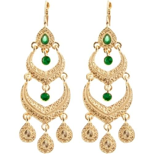 Moroccan Style Earrings for Womens Wedding Party Jewelry Earring Set with Rhinestone Droplet Shape