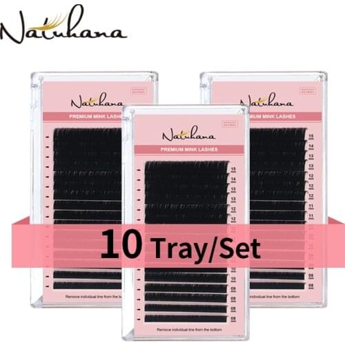 NATUHANA 10 Cases 16lines 8-15mm Lashes Mix Mink Natural False lashes Manufacturer Supplies Private Label Fake Eyelash Extension