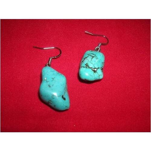 New Favorite Pearl Store Beautiful Gemstone Jewelry Blue Turquoise Earrings S925 Silver Plated Pendant Wire Dangle Earrings