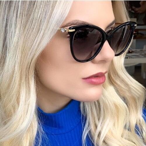 Black Cat eye Womens glasses 2020 New Luxury brand diamond female sunglasses vintage Metal Frame shades Sunglasses