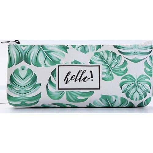 1pc Pencil Case Leaves Zipper High Capacity Pen Bag Creative Smiley Pencil Bag Cartoon Stationery Bag School Supplies Stationery