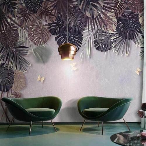 Custom 3D Wallpaper Mural Tropical Plant Leaves Interior Decoration Wall Art Painting Wall Papers Home Decor Living Room Bedroom