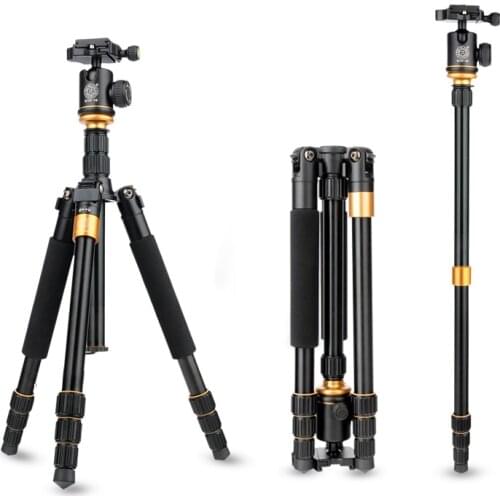 QZSD Q999S Professional Portable Lightweight Tripods DSLR Camera Tripode Detachable Monopod Ball Head Travel Tripe Bag Pocket