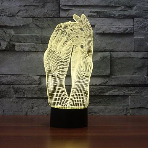 Hand In Hand Creative Lover Gift 3d Led Night Light Colorful Ambient 3d Stereo Table Lamp Moderne Desk Lamp