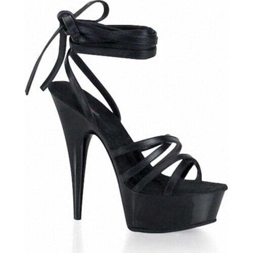 15cm high heels, thick soles sexy strappy sandals, model stage performance, dance shoes