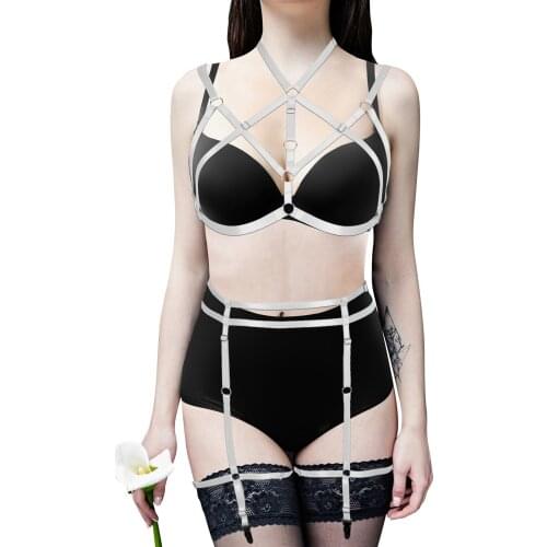 Sexy Body Harness Set Bondage Breast Sex Toys For Women Erotic Lingerie Belts Goth Elastic Garter Strappy Cage Bra Festival Rave