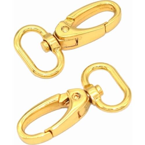 4/5'' Inner Gold swivel clasp Lobster Clasp Claw Push Gate Trigger Clasps Swivel Snap Hooks Oval Ring For keychains bag -2pcs