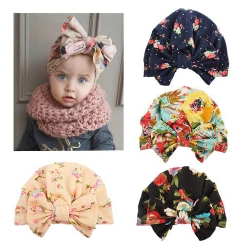 Flower Bow Baby Girls Hat Newborn Cap With Big Bow For Baby Girl Infant Princess Floral Girls Hats Fashion Lovely Baby Caps
