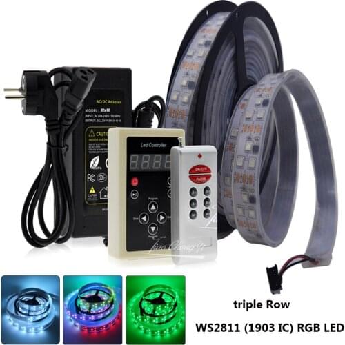 5M WS2811 1903 IC DC12V 90LED/M RGB Dream full color LED strip RF controller led power kit Holiday Decoration Fairy Lights