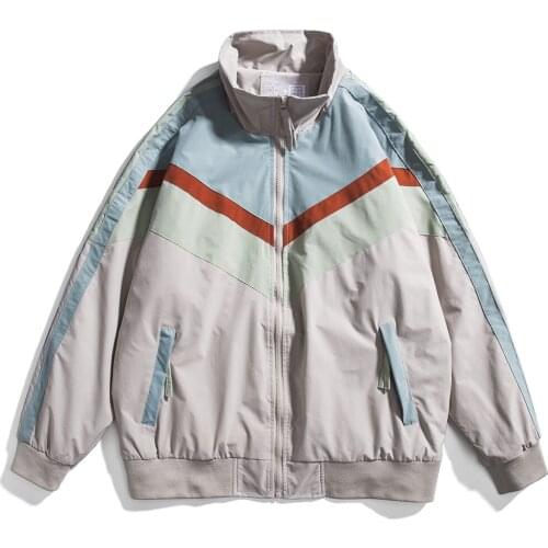 Spring Cotton Baseball Jacket Men Japanese Splicing Color Stand Collar Jackets Casual Couples Oversized Chaquetas Streetwear