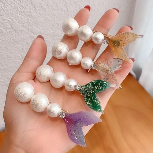 Korean Style Super Fairy Hair Clip Fashion All-match Pearl Tail Fin Bangs Clip Retro Temperament Hair Accessories
