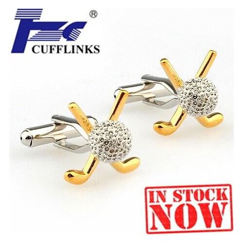 TZG Siver & Gold Golf Cufflink Cuff Link 2 Pairs Free Shipping