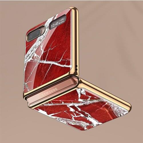 All-inclusive Shell Protective Sleeve Electroplating Painted Glass Phone Case Ultra-thin Cover for Samsung Galaxy Z Flip Phone