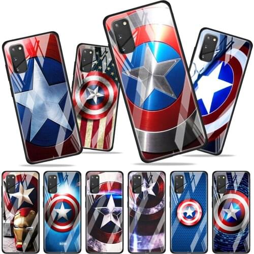 Captain America shield Marvel for Samsung Galaxy S20 FE Ultra Note 20 S10 Lite S9 S8 Plus Luxury Tempered Glass Phone Case Cover