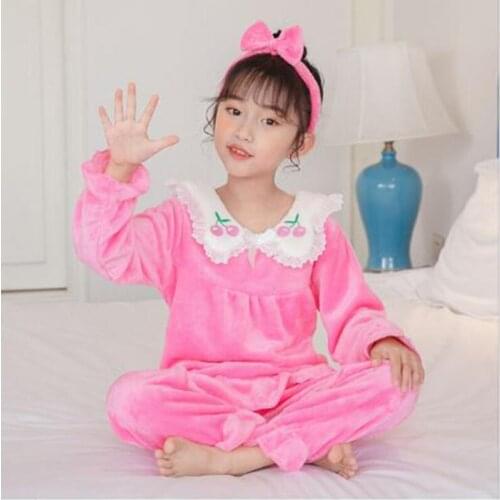 Winter Cartoon Children Pajamas Flannel Sleepwear Girls Nightwear Coral Fleece Kids Pijamas Homewear Boys Pyjama Princes Clothes