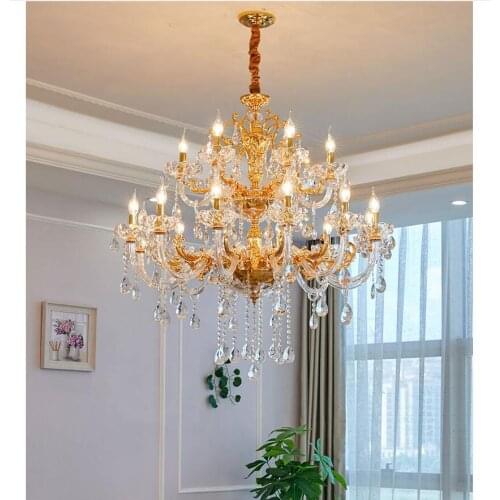 Golden Clear Luxury Crystal chandelier Royal K9 Crystal Chandelier With Crystal Decora Alloy Chandelier Hotel Indoor Chandelier