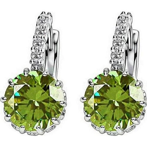 1@# 1pcs Sell Blue Luxury Ear Stud Earrings For Women Round With Cubic Zircon Flower Earrings Women Jewelry